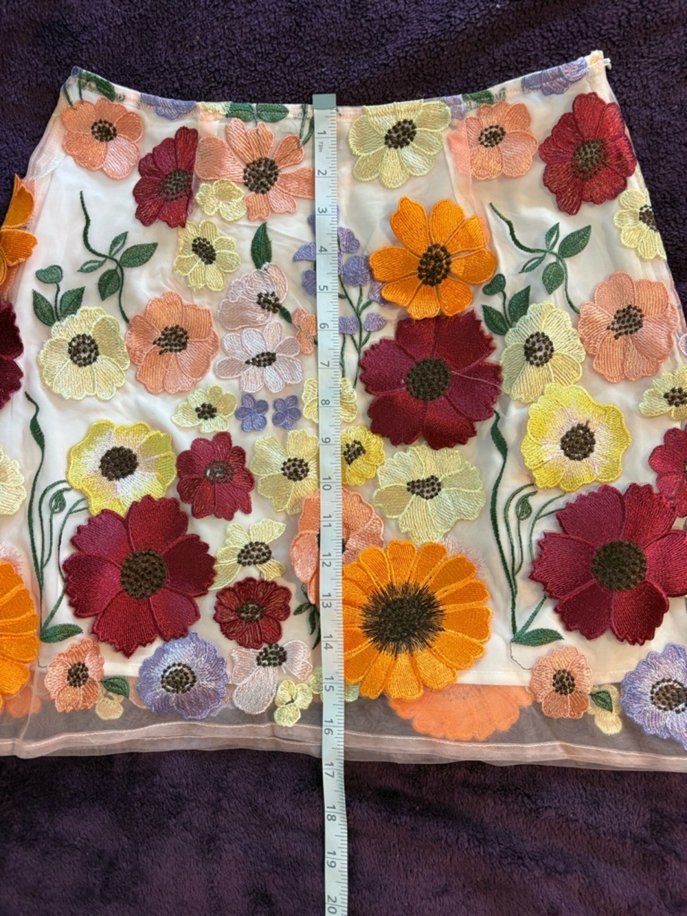 Finesse Addie Embroidered Flower Multicolor Appliqué Mini Skirt Whimsical Fairy - Picture 5 of 10